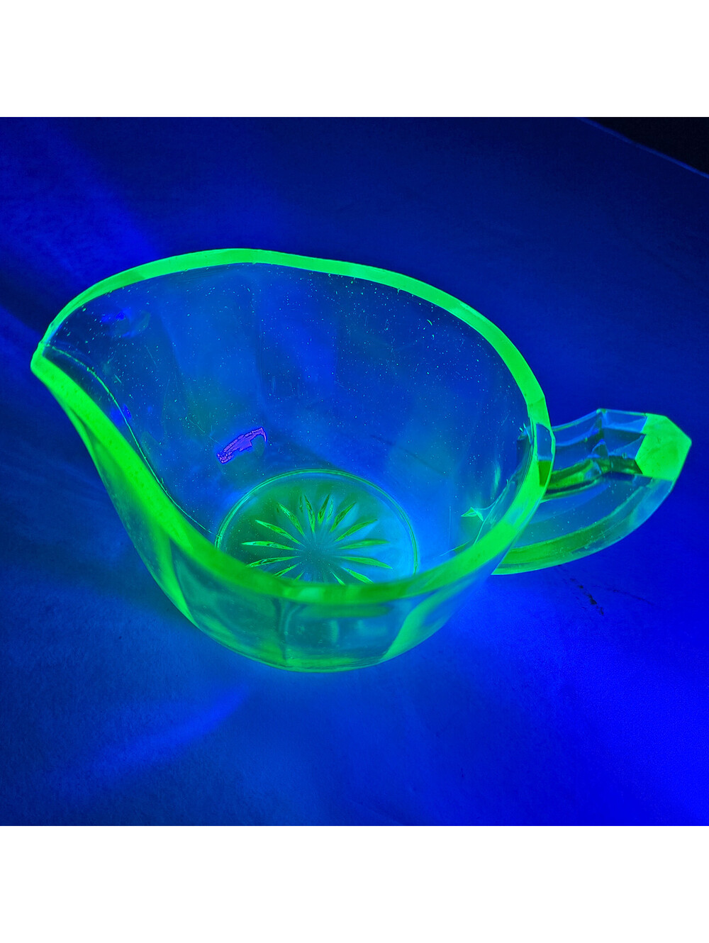 Vaseline Uranium Glass Creamer Art Deco Bartlett Collins Glows